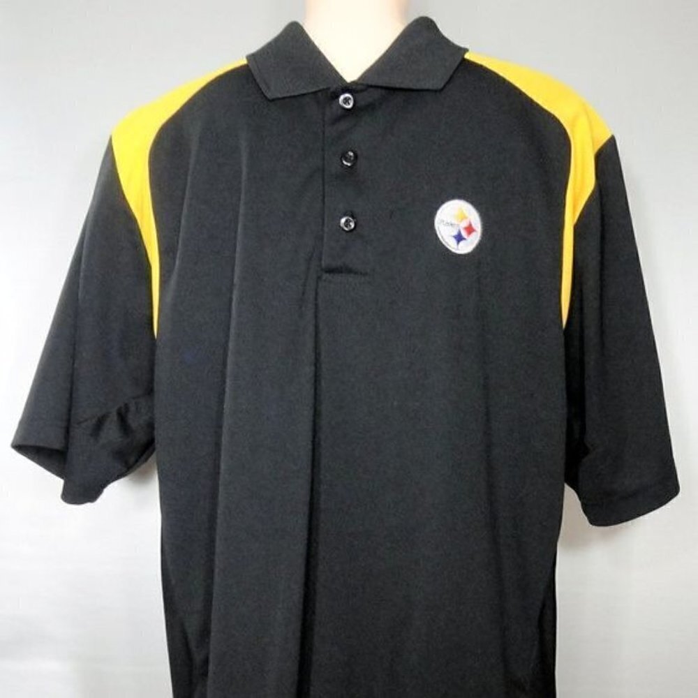 Pittsburgh Steelers NFL Team Apparel Black Golf Polo Shirt Size Medium